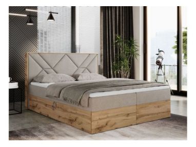 Łóżko kontynentalne GUNAR 200x200 - H3 - beżowy, struktura