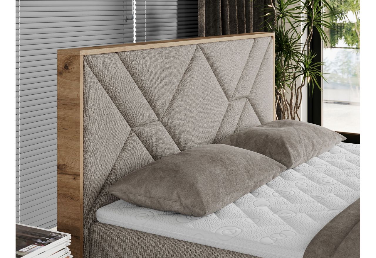 Łóżko kontynentalne GUNAR 200x200 - H3 - beżowy, struktura