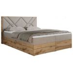 Łóżko kontynentalne GUNAR 200x200 - H3 - beżowy, struktura