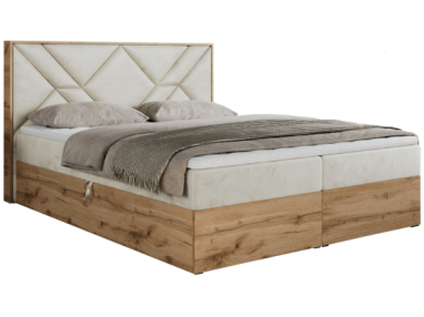 Łóżko kontynentalne GUNAR 120x200 - H3 - beżowy, welwet