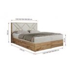 Łóżko kontynentalne GUNAR 120x200 - H3 - beżowy, welwet