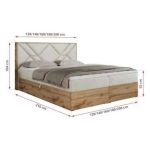 Łóżko kontynentalne GUNAR 200x200 - H3 - beżowy, welwet