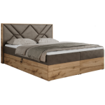 Łóżko kontynentalne GUNAR 180x200 - H3 - brązowy, welwet