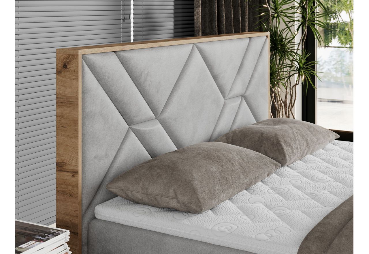 Łóżko kontynentalne GUNAR 160x200 - H3 - jasnoszary, welwet