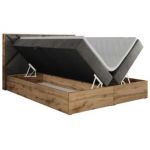 Łóżko kontynentalne GUNAR 140x200 - H3 - ciemnoszary, welwet