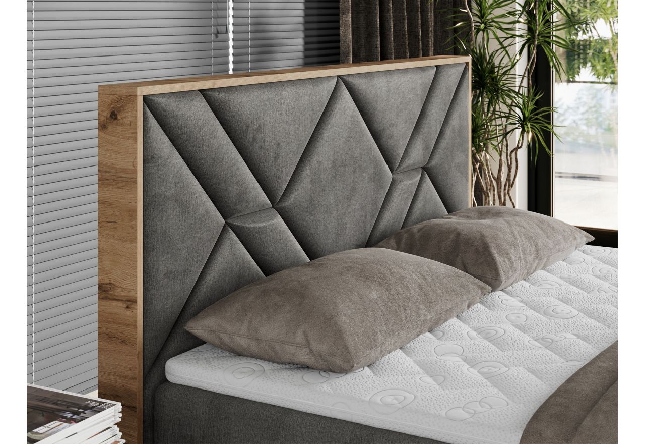 Łóżko kontynentalne GUNAR 160x200 - H3 - ciemnoszary, welwet