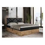 Łóżko kontynentalne GUNAR 120x200 - H3 - czarny, ekoskóra