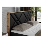 Łóżko kontynentalne GUNAR 140x200 - H3 - czarny, ekoskóra