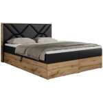 Łóżko kontynentalne GUNAR 160x200 - H3 - czarny, ekoskóra