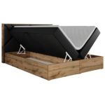 Łóżko kontynentalne GUNAR 200x200 - H3 - czarny, ekoskóra