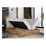 Łóżko kontynentalne GUNAR 180x200 - H3 - biały, ekoskóra