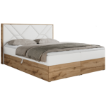 Łóżko kontynentalne GUNAR 200x200 - H3 - biały, ekoskóra