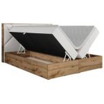 Łóżko kontynentalne GUNAR 200x200 - H3 - biały, ekoskóra