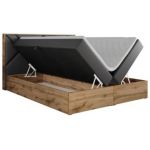 Łóżko kontynentalne GUNAR 140x200 - H3 - szary, ekoskóra