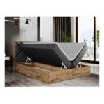 Łóżko kontynentalne GUNAR 160x200 - H3 - szary, ekoskóra