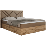 Łóżko kontynentalne GUNAR 120x200 - H3 - brązowy, ekoskóra