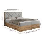 Łóżko kontynentalne GUNAR 120x200 - H4 - jasnoszary, struktura