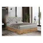 Łóżko kontynentalne GUNAR 140x200 - H4 - jasnoszary, struktura