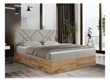 Łóżko kontynentalne GUNAR 160x200 - H4 - jasnoszary, struktura