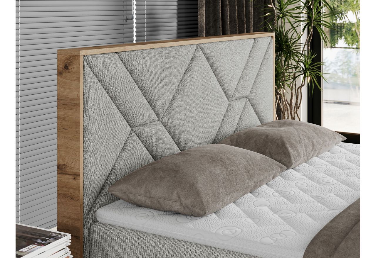 Łóżko kontynentalne GUNAR 180x200 - H4 - jasnoszary, struktura