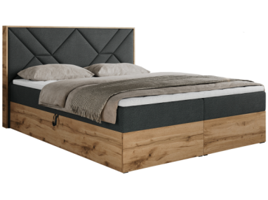 Łóżko kontynentalne GUNAR 120x200 - H4 - ciemnoszary, struktura