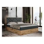 Łóżko kontynentalne GUNAR 180x200 - H4 - ciemnoszary, struktura