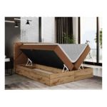 Łóżko kontynentalne GUNAR 140x200 - H4 - pomarańczowy, struktura