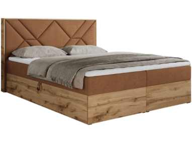 Łóżko kontynentalne GUNAR 160x200 - H4 - pomarańczowy, struktura