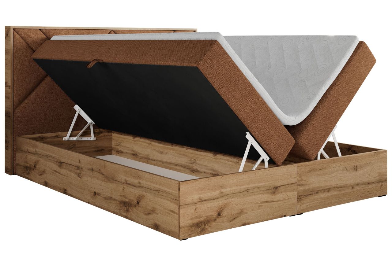 Łóżko kontynentalne GUNAR 160x200 - H4 - pomarańczowy, struktura