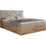 Łóżko kontynentalne GUNAR 140x200 - H4 - beżowy, struktura