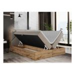 Łóżko kontynentalne GUNAR 140x200 - H4 - beżowy, struktura