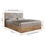 Łóżko kontynentalne GUNAR 160x200 - H4 - beżowy, struktura