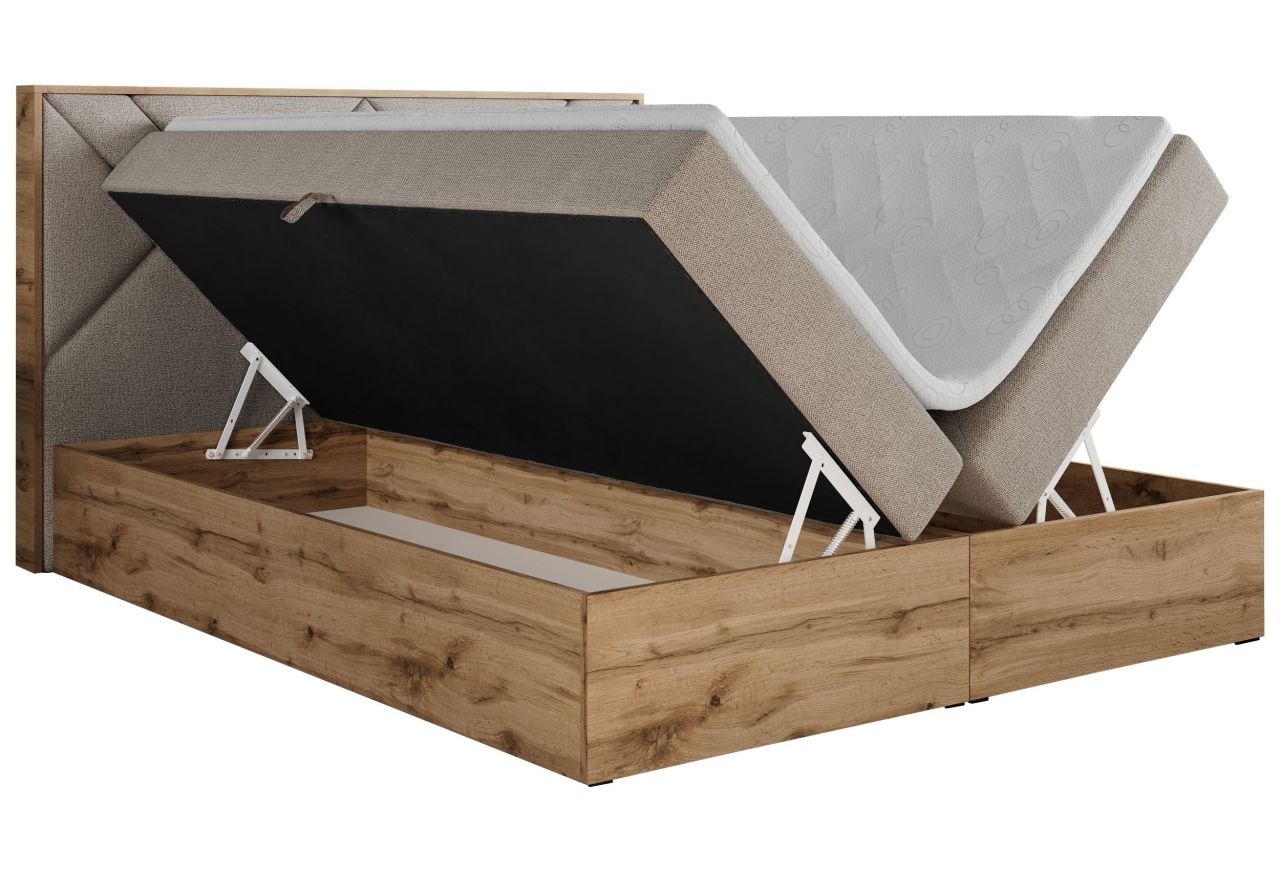 Łóżko kontynentalne GUNAR 200x200 - H4 - beżowy, struktura