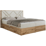 Łóżko kontynentalne GUNAR 120x200 - H4 - beżowy, welwet