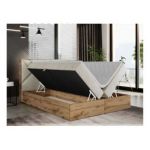 Łóżko kontynentalne GUNAR 200x200 - H4 - beżowy, welwet