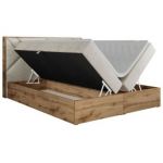 Łóżko kontynentalne GUNAR 200x200 - H4 - beżowy, welwet