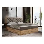 Łóżko kontynentalne GUNAR 180x200 - H4 - brązowy, welwet