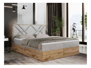 Łóżko kontynentalne GUNAR 120x200 - H4 - jasnoszary, welwet