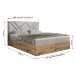 Łóżko kontynentalne GUNAR 140x200 - H4 - jasnoszary, welwet