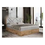 Łóżko kontynentalne GUNAR 160x200 - H4 - jasnoszary, welwet