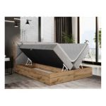 Łóżko kontynentalne GUNAR 160x200 - H4 - jasnoszary, welwet