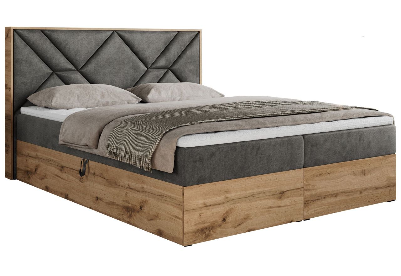 Łóżko kontynentalne GUNAR 120x200 - H4 - ciemnoszary, welwet