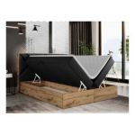 Łóżko kontynentalne GUNAR 120x200 - H4 - czarny, ekoskóra