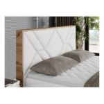 Łóżko kontynentalne GUNAR 140x200 - H4 - biały, ekoskóra