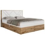 Łóżko kontynentalne GUNAR 140x200 - H4 - biały, ekoskóra