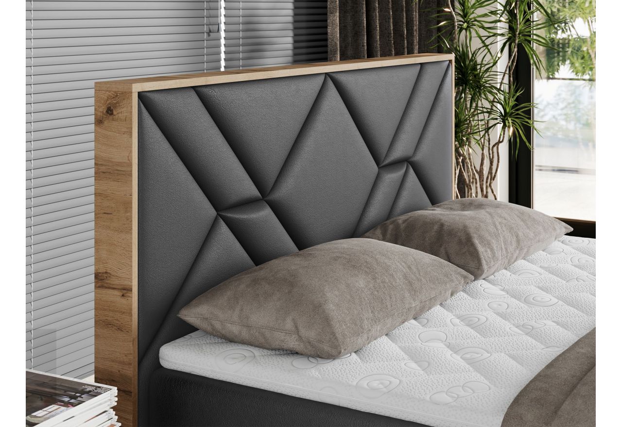 Łóżko kontynentalne GUNAR 120x200 - H4 - szary, ekoskóra