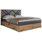 Łóżko kontynentalne GUNAR 120x200 - H4 - szary, ekoskóra