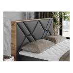 Łóżko kontynentalne GUNAR 180x200 - H4 - szary, ekoskóra