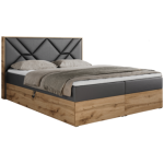 Łóżko kontynentalne GUNAR 200x200 - H4 - szary, ekoskóra