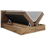 Łóżko kontynentalne GUNAR 120x200 - H4 - brązowy, ekoskóra